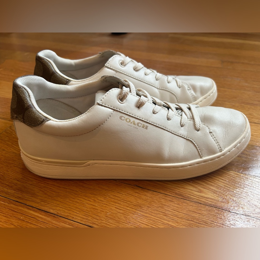 Coach Cream Lace-Up Sneakers
